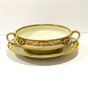 Belford by Limoges Haviland Set of 10 Pc. -4 Cream Soup Cups & 6 Large Saucers